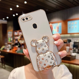 เคสโทรศัพท์มือถือ ป้องกันกระแทก ลายหมี พร้อมขาตั้ง สําหรับ OPPO A5s A12 A7 F9