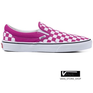 VANS SLIP ON CHECKERBOARD FUCHSIA RED TRUE WHITE SNEAKERS สินค้ามีประกันแท้