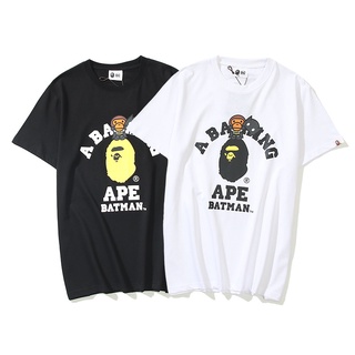 Bape เสื้อยืดลําลองสําหรับ Unisex ผ้าฝ้ายแขนสั้นคอกลมพิมพ์ลาย Batman