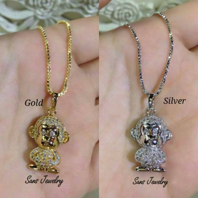 ADC TGB สร้อยคอของเล่นลิงป้องกันสนิมสีทองพร้อมแฟลชนําเข้า