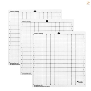 Aibecy Cutting Machine Special Pad 12 Inch Measuring Grid Replacement Translucent PP Material Adhesive Mat With Clear Film Cover for Silhouette Cameo Plotter Machine 3PCS