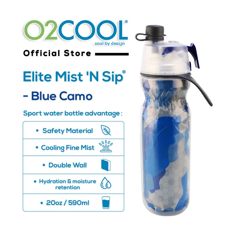 [ร้านค้าอย่างเป็นทางการ] O2COOL Elite Mist N Sip® - ลายพราง (20ออนซ์ / 590มล) ~ ขวดกีฬา / ขวดน้ํา / 