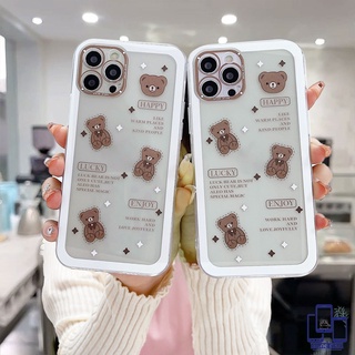 ใหม่ใส เคสไอโฟน 7 Plus 11 6 6S 8 Plus XR 11 12 13 PRO MAX 11 12 13 mini X XS MAX Se 2020 6SPlus 7Plus 6Plus 8Plus XSMAX Tpu กันกระแทก ลายหมีเท็ดดี้ สําหรับ เคสโทรศัพท์