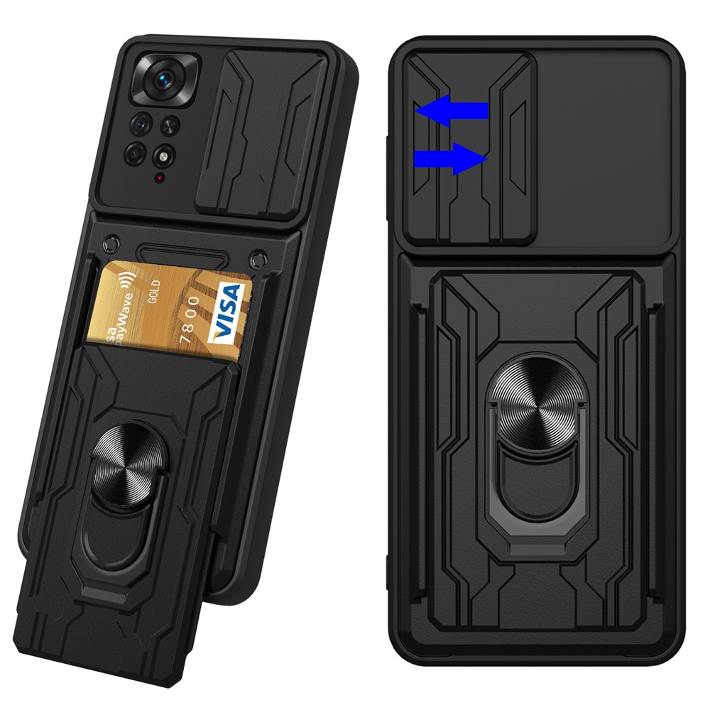 Xiaomi Redmi หมายเหตุ 12 12C 13C 12S 11S 11 Pro 10 10S 10A 10C เกราะกันกระแทกเคสแข ็ งพร ้ อมปกป ้ องกล ้ องและฟังก ์ ชั ่ นเครดิต
