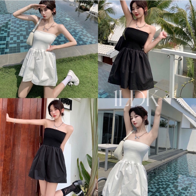 1LDK พร้อมส่ง ชุดเซ็ท เสื้อ+กางเกงขาสั้น ติดกัน ออกแนวน่ารัก สไตล์เกาหลี(6088)