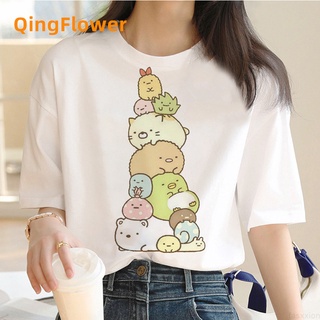 เสื้อยืดลําลอง แขนสั้น พิมพ์ลายกราฟฟิคอนิเมะ Sumikko Gurashi สีขาว สไตล์ญี่ปุ่น สําหรับผู้ชาย y2k