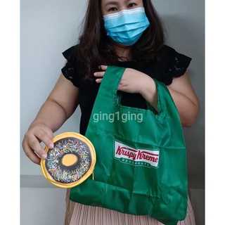 (ส่งฟรีEMS พร้อมส่งในไทย)  Krispy Kreme Shopping Bag กระเป๋าผ้าร่มพับเก็บได้ มีซิป  (ราคานี้ได้ 2 ใบ ตามภาพ) (ของแท้)