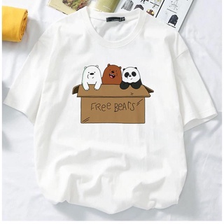 เสื้อยืดแขนสั้น พิมพ์ลายกราฟฟิค WE BARE BEARS สําหรับผู้หญิง