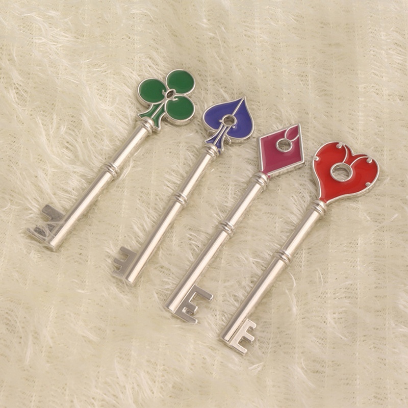 CUY 4 ชิ้น RPD Square Plum Heart สําหรับกุญแจสําหรับตํารวจเล่นไพ่ Badge จี้เกมคอสเพลย์พวงกุญแจเกม Re