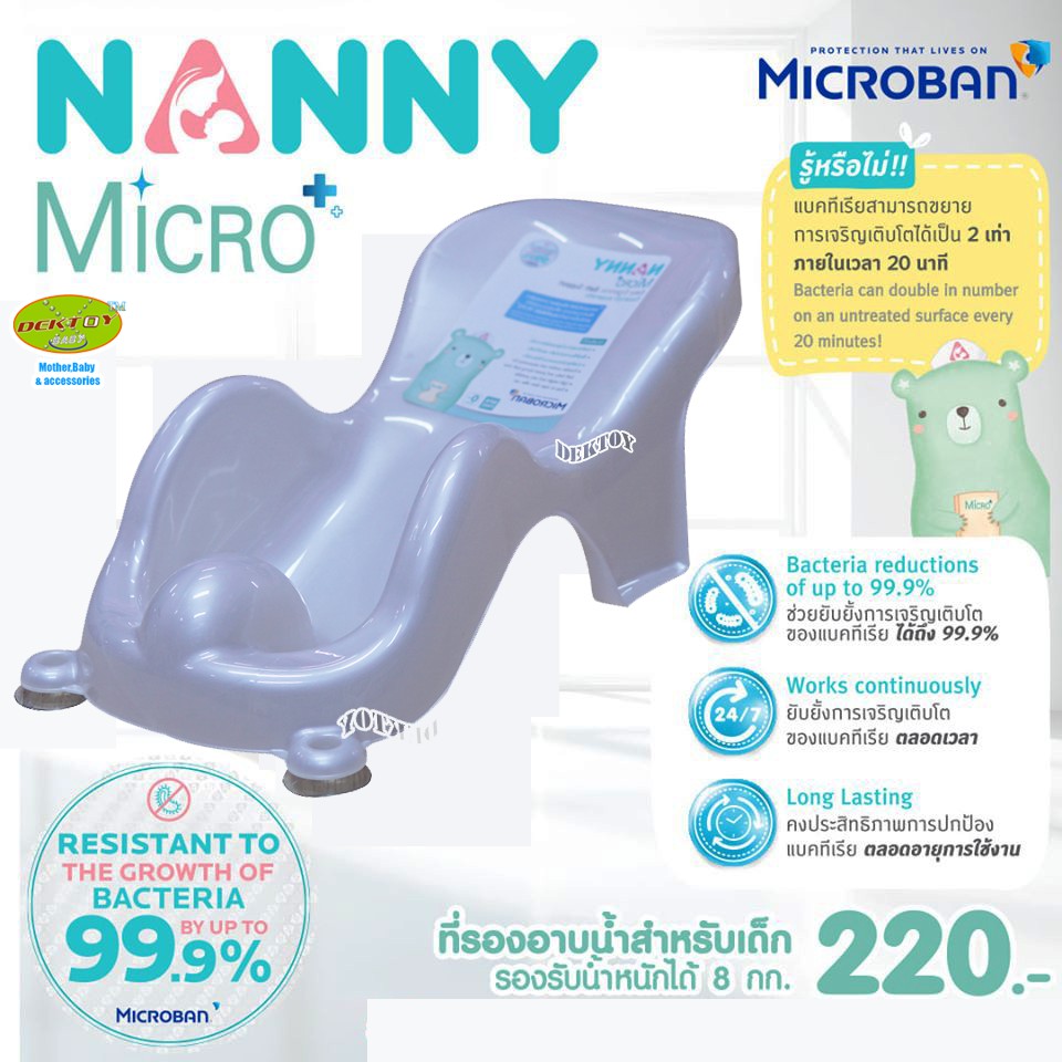 Nanny X Microban แนนนี่ ที่รองอาบน้ำเด็ก ยับยั้งแบคทีเรียได้ 99.9%