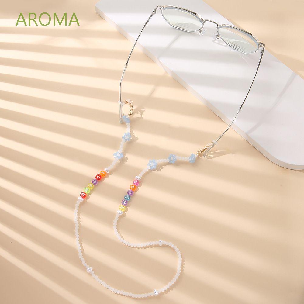 AROMA Glasses Clips Crystal Glasses Chain Neck Straps Acrylic Beaded