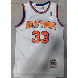 Nba New York Nicks No. เสื้อกีฬาบาสเก็ตบอล ลายทีม Ewing 33 สีขาว สไตล์เรโทร