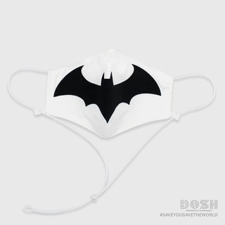 DOSH KIDS:FACE MASK หน้ากากผ้าเด็ก คล้องคอ ลวดปรับโครงจมูก สีขาว BATMANรุ่นกันละอองน้ำ FBBM5006