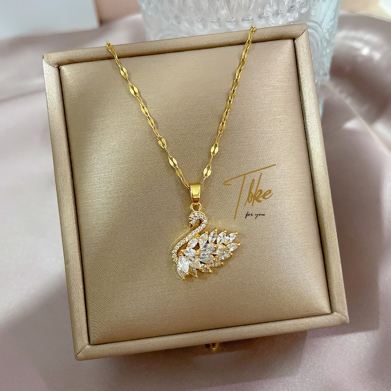 Tala สร้อยคอทองคํา 18K จี้รูปหงส์ หรูหรา เหมาะกับของขวัญวันเกิด สําหรับผู้หญิง