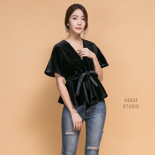 Velvet Crossover Blouse