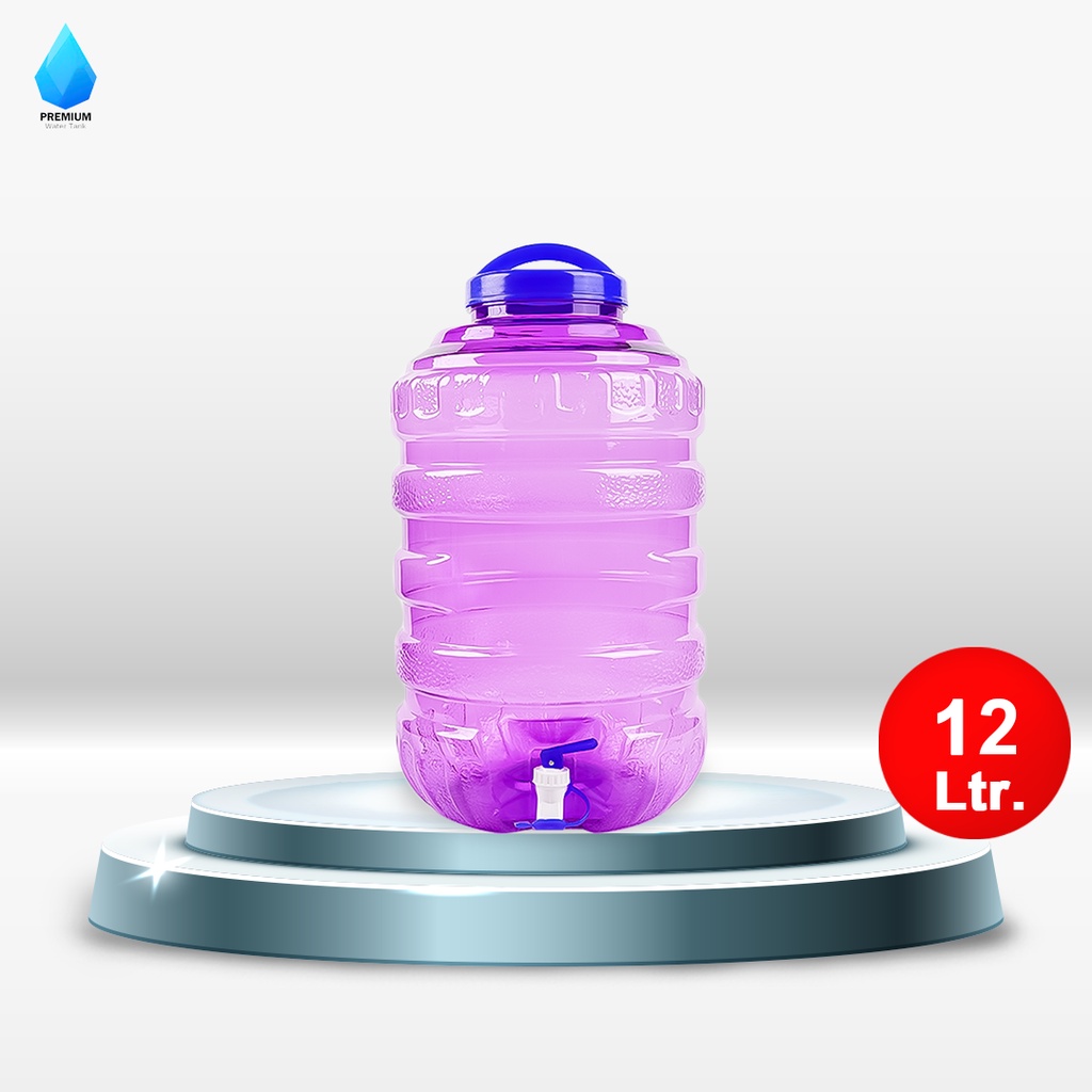 ถังน้ำดื่ม เข้าตู้น้ำได้ PET ขนาด 12 ลิตร มีก๊อกพร้อมหูหิ้ว ลาย3/Premiumwatertank