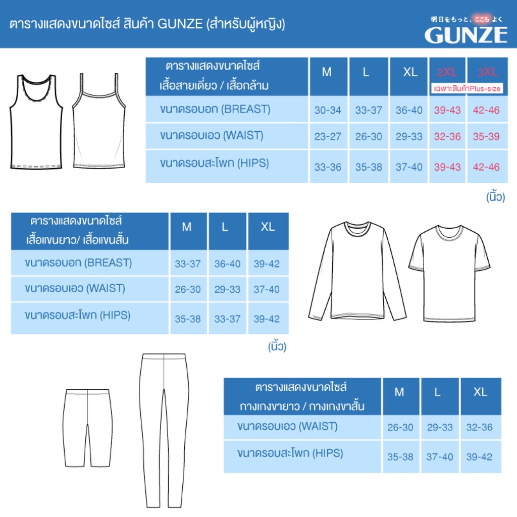 GUNZE เสื้อสายเดี่ยว PLUS SIZE รุ่น NH2A08 สีขาว