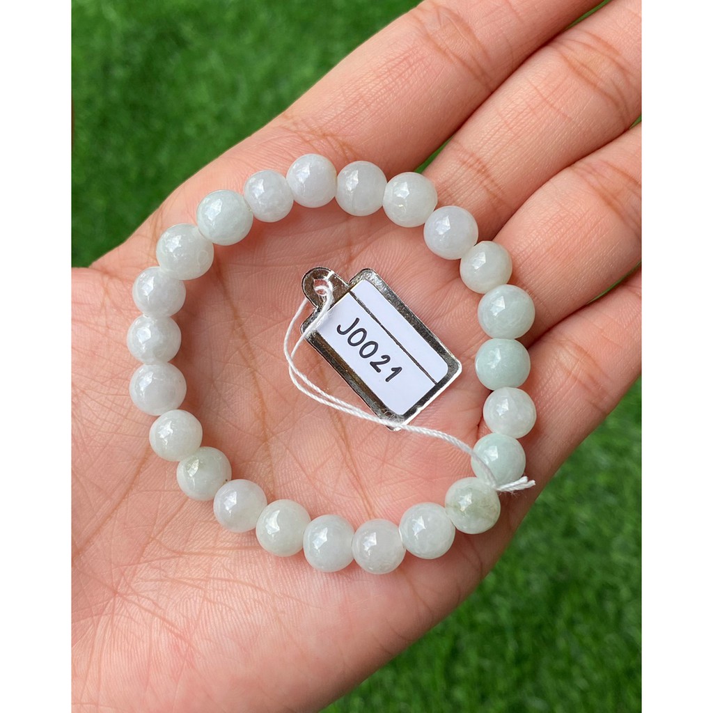 J0021 หยก พม่า แท้ Jade กำไล ประคำหยก (Jadeite Beads Bracelet) พม่า (Myanmar)