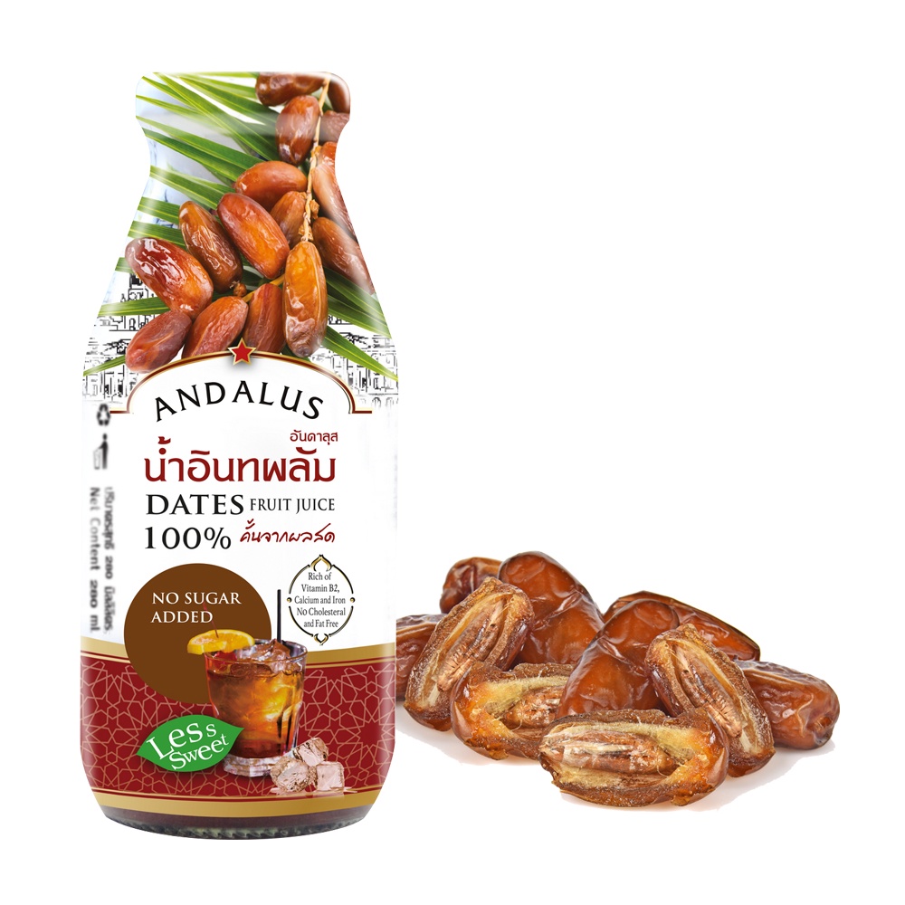 น้ำอินทผาลัมแท้ 100% อันดาลุส ดูแลสุขภาพองค์รวม บำรุงร่างกาย -Andalus Dates Juice 100% 250ml
