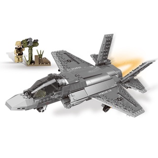 ใหม่ ชุดของเล่นตัวต่อฟิกเกอร์ MOC WW2 F-35 Lightning Air Fighter 646 ชิ้น