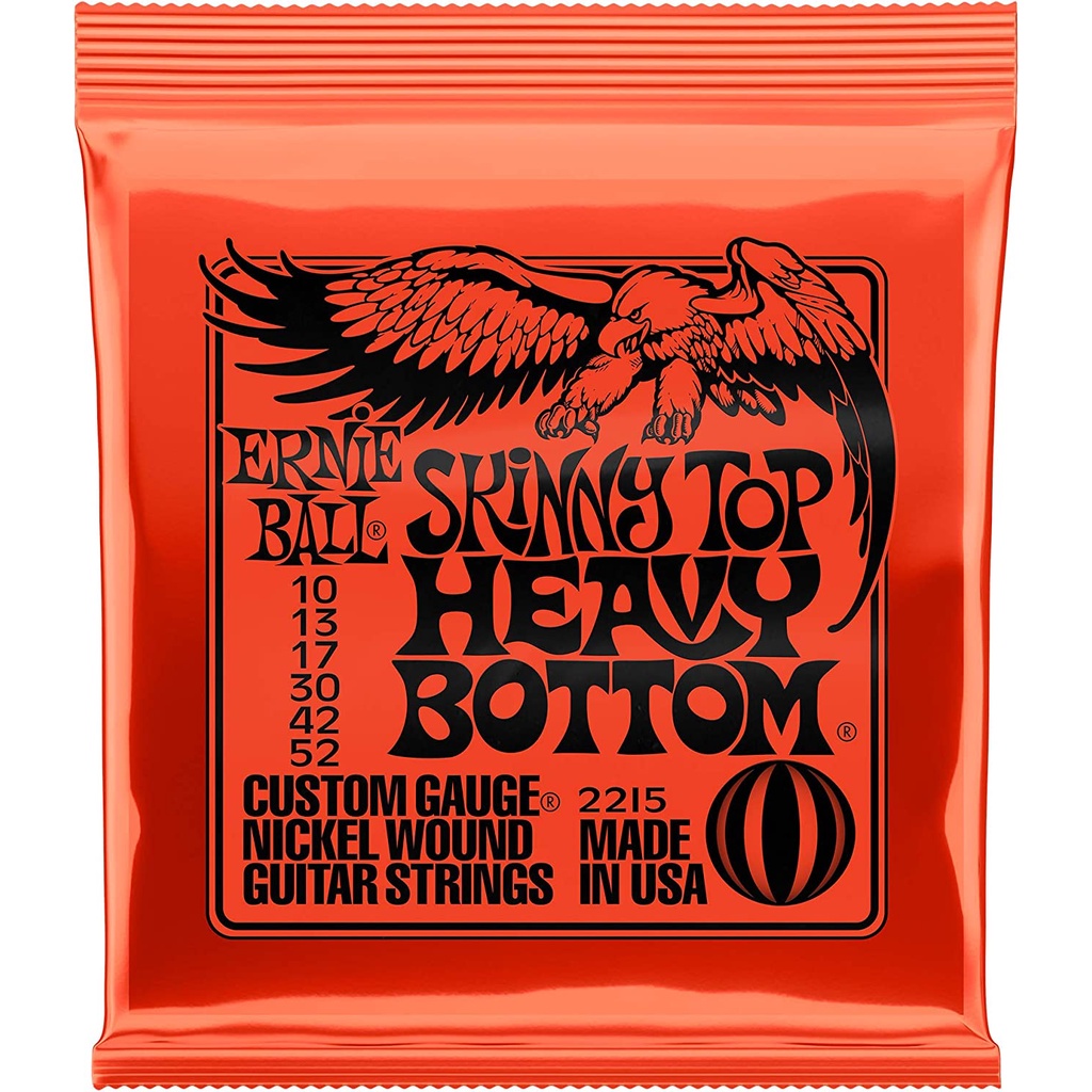 Ernie Ball สายกีต้าร์ไฟฟ้าชุด ของแท้ 100% Skinny Top Heavy Bottom Slinky Electric Guitar Strings 10-52 Made in USA
