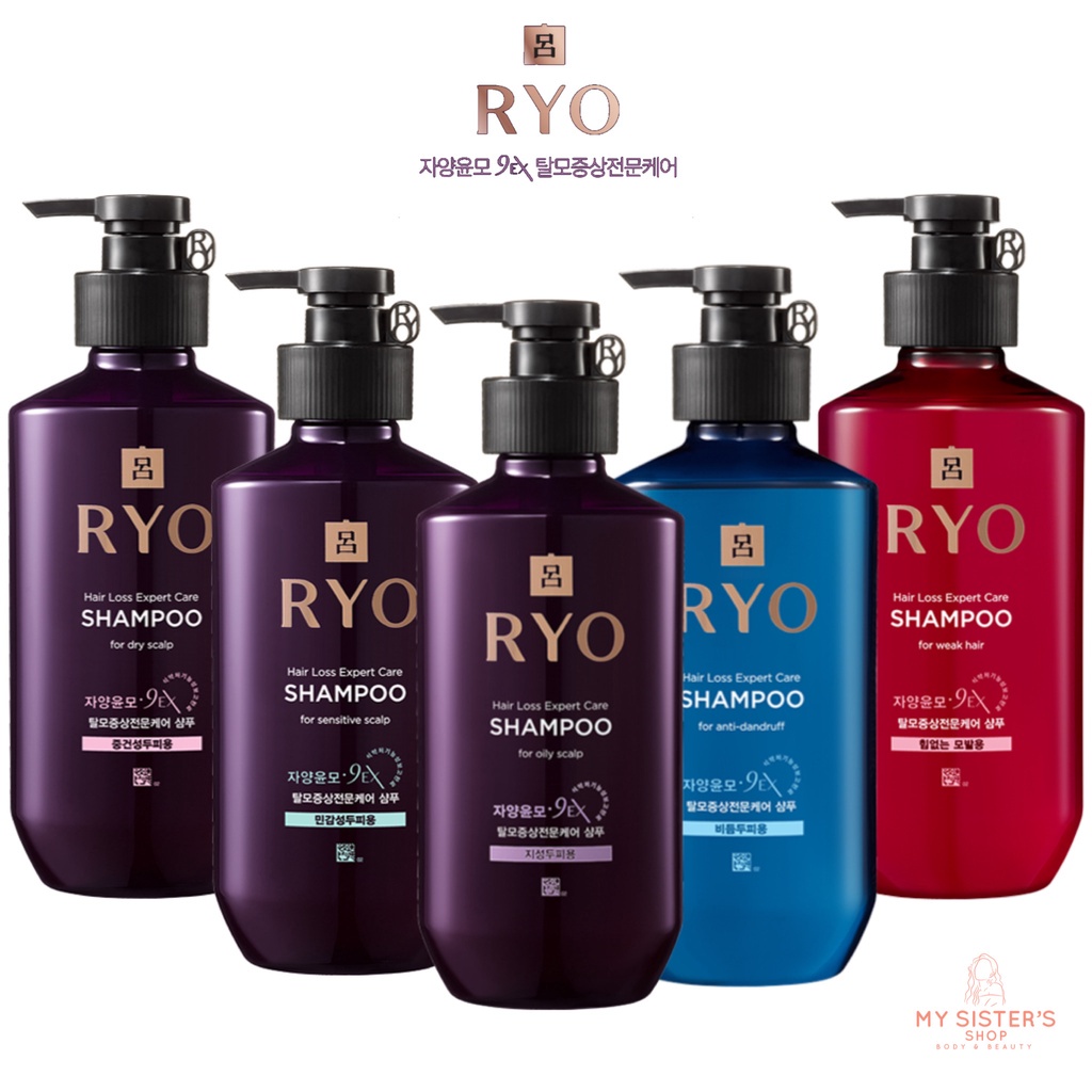 ย้อมผม ครีมนวดผม (แพ็กเกจใหม่! ครบทุกสี!) RYO Jayang yunmo Anti Hair Loss care Shampoo 400 ml แชมพูช่วยลดผมร่วง