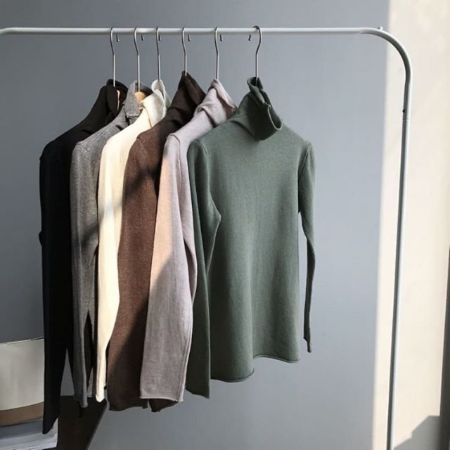 เสื้อไหมพรมคอเต่า สีพื้น สไตล์มินิมอล รหัสSZ612