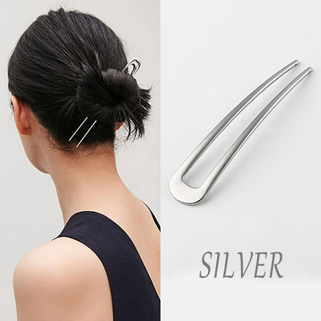 1 ชิ้น U-Shaped Frosted โลหะภาษาฝรั่งเศสคํา Hairpin Hairpin Coiled Hairpin Pin
