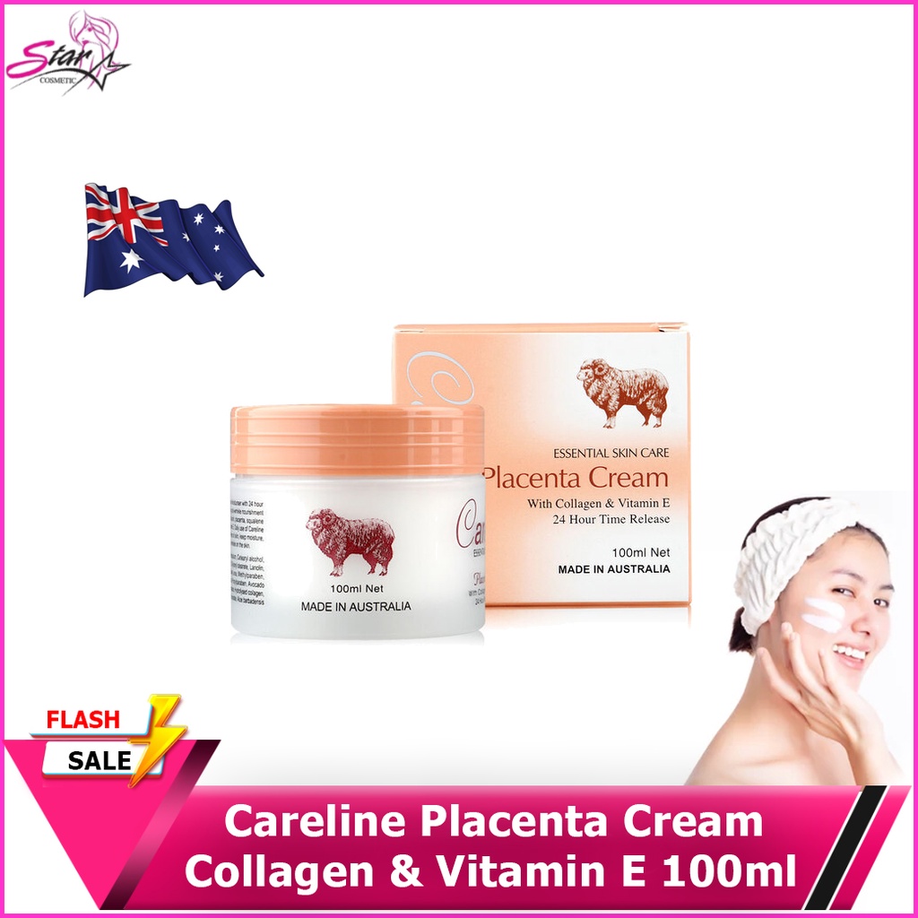 Careline ครีมรกแกะแท้ Placenta Cream ครีมรกแกะออสเตรเลียแท้ ( แบบกระปุก 100ml.มีสคบ.)*