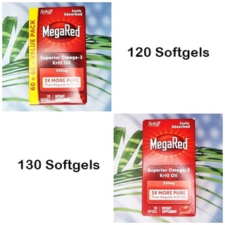 (Schiff®) MegaRed Superior Omega-3 Krill Oil 350 mg โอเมก้า 3 น้ำมันคริลล์ Omega3 โอเมก้า3 Omega 3