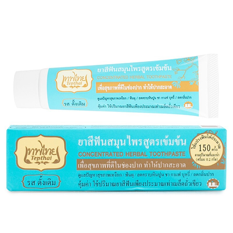 Telecorsa Thai Teeth Shape Herbal Toothpaste Traditional Formula 30g Pack 1 Tube Model Tepthai-Toothpaste-1dozen-67E-Serm