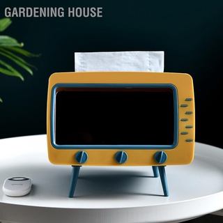 Gardening House กล่องเก็บทิชชู่ รูปทีวี อเนกประสงค์ พร้อมเมาท์ขาตั้งโทรศัพท์ สําหรับบ้าน