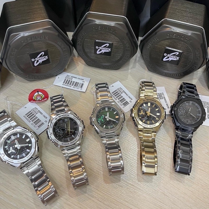 Casio G-Shock นาฬิกาข้อมือผู้ชาย สายสเตนเลส รุ่น GST-B500D-1A,GST-B500D-1A1,GST-B500AD-3A,GST-B500BD