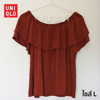 Uniqlo เสื้อคอสม็อค เสื้อยืดคอสม็อค เสื้อปาดไหล่ ยูนิโคล่