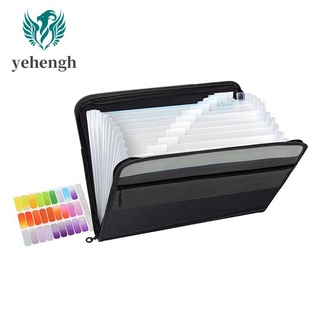 13 Pockets Expanding File Folder A4 Plastic Document Wallet(Black)