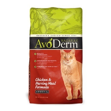 อาหารแมว AvoDerm Adult Cat Chicken&amp;Herring Formula 1.59kg (3.50lbs) สำหรับแมวโต (อายุ 1 ปี ขึ้นไป)