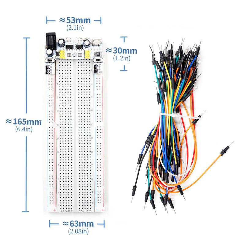 POWER FLEXIBLE 3 . 3 V / 5V Mb102 โมดูลบอร์ด + Mb - 102 830 Points Solderless ชุดสายไฟยืดหยุ่น + 65