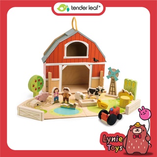 Tender Leaf Toys ของเล่นไม้ ของเล่นบทบาทสมมติ ชุดฟาร์มพกพา Little Barn Set