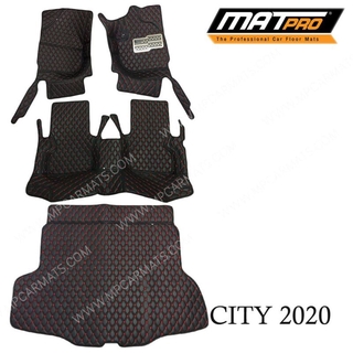 MatPro พรมปูพื้นเข้ารูป 5D 6D Premium Fitted Leather Car Mats สำหรับรถรุ่น Honda CITY RS 4Dr 2020 + ถาดท้าย หนา 1.3 cm.