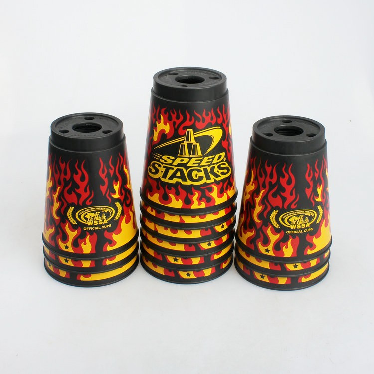 ☾❁SpeedStacks Chaotic Cup Blue Art Cup Flame Cup with Handle Game Stack Cup Fly Stack Cup speed stac