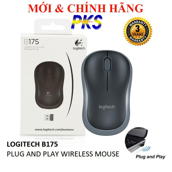 เมาส์คอมพิวเตอร์ไร้สายเลเซอร์แท้ Logitech B175