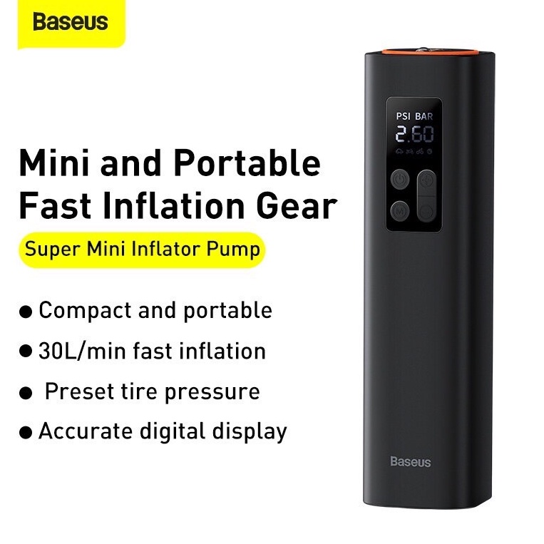 Baseus เครื่องสูบลมยางรถยนต์ super Pump Digital เครื่องปั๊มลมไฟฟ้า 12V 150PSI เครื่องสูบลมพกพา