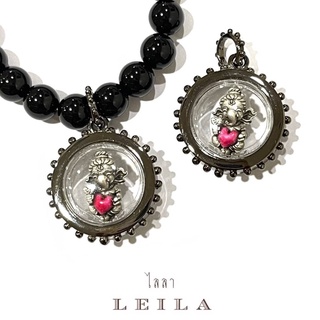 Leila Amulets คเนศน้อย บัลดาลรัก หัวใจชมพู ห่วงห้อย (พร้อมกำไลหินฟรีตามรูป)