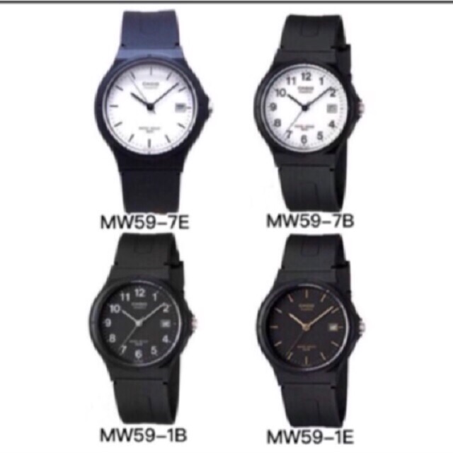 CASIO ของแท้ 💯% รุ่น MW-59 นาฬิกาสำหรับผู้ชาย สายยาง มีวันที่ พร้อมกล่องและใบประกัน 1 ปี MW59 MW-59-7E MW-59-1B