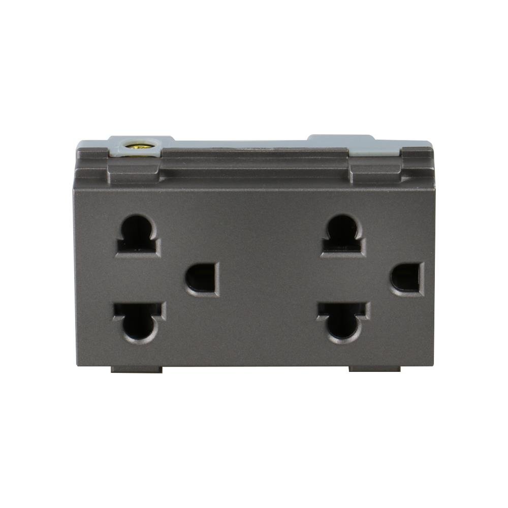 เต้ารับคู่ 3 ขากลมแบน HACO TJ W8416V2-MSB