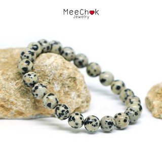 หินดัลเมเชี่ยนแจสเปอร์ หินไข่นกกะทา Dalmatian Jasper 8 มิล นำพาความสุขมาสู่ผู้ถือครอง หินสีขาว By.Meechok