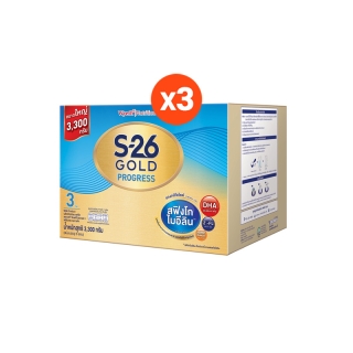 โปรโมชั่น : S-26 Gold Progress 3300g นมผง เอส-26 โกลด์ โปรเกรส สูตร 3 3300 กรัม 3 กล่อง