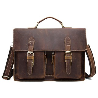 Briefcase กระเป๋าเอกสาร ผู้ชาย หนังแท้ พรีเมี่ยม รุ่นLB56(สีน้ำตาล)