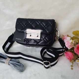 😍 ZARA DOUBLE LOOK QUILTED MINI CROSSBODY BAG  🍭