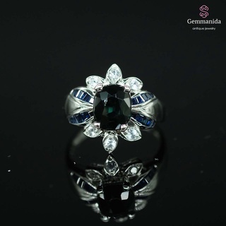 แหวนไพลิน และ white sapphire ขนาด 53